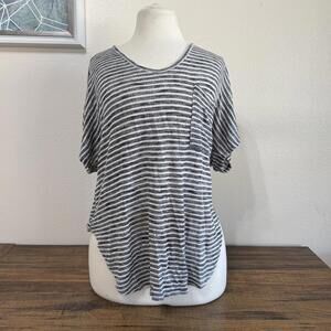 Blu Planet Striped Short Sleeve Pocket Woman's Tee